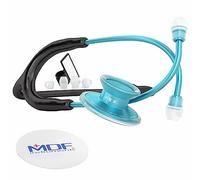 MDF Acoustica, Stéthoscope à double pavillon - Léger - Pour médecins, infirmières, étudiants, soins à domicile - Tubulure noir, Lyre-pavillon aqua - MDF747XPAQ11