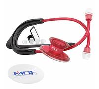 MDF Acoustica, Stéthoscope à double pavillon - Léger - Pour médecins, infirmières, étudiants, soins à domicile - Tubulure noir, Lyre-pavillon rouge - MDF747XPR11