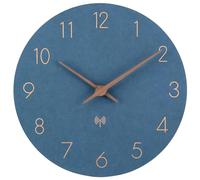 MDF Bbois Radio Commandé Horloge Murale sans Tic - Tac, Silencieux, Batterie à Quartz, Grande Facile à Lire pour la Chambre, la Maison, la Cuisine, la Chambre à Coucher (Bleu)