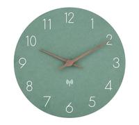 MDF Bbois Radio Commandé Horloge Murale sans Tic - Tac, Silencieux, Batterie à Quartz, Grande Facile à Lire pour la Chambre, la Maison, la Cuisine, la Chambre à Coucher (Vert)