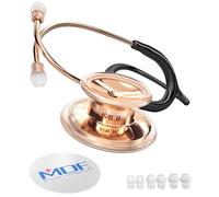 MDF Instruments, MD One Stéthoscope à double pavillon, Stéthoscope professionnel pour adultes - Acier inoxydable - Tubulure noir, Lyre/pavillon or rose, Rose Gold (MDF777RG11)