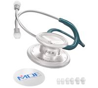 MDF Instruments, MD One Stéthoscope à double pavillon, Stéthoscope professionnel pour adultes - Acier inoxydable - Tubulure vert d'eau, Lyre/pavillon argent (MDF77709)