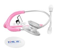 MDF Instruments, MD One Stéthoscope à double pavillon, Stéthoscope professionnel pour adultes - Acier inoxydable - Tubulure rose, Lyre/pavillon argent (MDF77701)