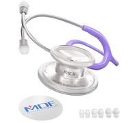 MDF Instruments, MD One Stéthoscope à double pavillon, Stéthoscope professionnel pour adultes - Acier inoxydable - Tubulure violet pâle pastel, Lyre/pavillon argent (MDF77707)