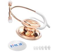 MDF Instruments, MD One Stéthoscope à double pavillon, Stéthoscope professionnel, Taille adulte, Acier inoxydable, Tubulure blanc, Lyre/pavillon or rose, Rose Gold