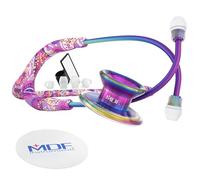 MDF MD One Epoch Titane - Stéthosocpe léger en titane, Stéthoscope professionnel pour adultes - Pavillon Double - Tubulure Purpaisely, Lyre/pavillon Kaleidoscope, couleur arc-en-ciel (MDF777TPYKL)