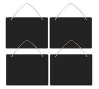 MDF Tableau Noir 4 Pièces avec Corde Suspendu Double Face | Panneau Décoratif Mural Noir, Écriture D’avis, Accessoire Photo, Usage Boutique et Plante de Jardin