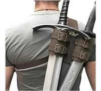 MDFCZXP Épée d'épaule médiévale - Vintage épaule arrière PU Ceinture Double Tenue Sword Kit - réglable PU Manche d'épée en Cuir - Costume médiéval Knights Gaine Accessoires,B2,4inch