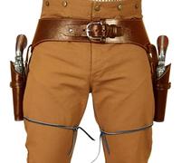 MDFCZXP Étui de Ceinture de Revolver en Cuir PU Vintage Double Gun, Porte-Pistolet de Combattant Old Wild West Cowboy,Marron,20CM