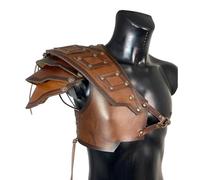 MDFCZXP Guerrier médiéval en Cuir Épaule en Cuir Épaule Espaulier Armure Guerrier Viking Armure,Marron,30cm