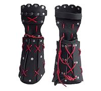 MDFCZXP Médiéval samouraï en Cuir Armure Bracer tir à l'arc Bras Garde Chevalier gantelet Bracelet,Noir,20cm