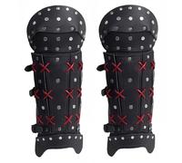 MDFCZXP Médiéval samouraï PU en Cuir Jambe Armure guêtres Viking Pirate Chaussure Couvre-Bottes,Noir,20cm