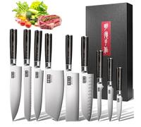 MDHAND Set de 9 Couteaux de Cuisine, Acier Inoxydable Allemand, Manche Ergonomique, Emballage Cadeau Complet avec Couteau Chef