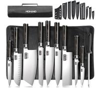 MDHAND Set de Couteaux avec Sac à Roulettes en Nylon, Set de 10 Couteaux de Cuisine Tranchants en Acier Inoxydable de Plusieurs Tailles avec Manche Confortable avec Couteau de Chef, Couteau à Pain