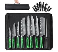 MDHAND Set de Couteaux de Cuisine, 8 pièces couteau cuisine professionnelle avec étui à roulettes, acier inoxydable à haute teneur en carbone extrêmement tranchant Ensemble de couteaux de cuisine