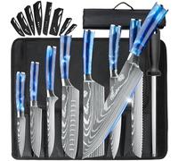 MDHAND Set de Couteaux de Cuisine, 8 pièces couteau cuisine professionnelle avec étui à roulettes, acier inoxydable à haute teneur en carbone extrêmement tranchant Ensemble de couteaux de cuisine