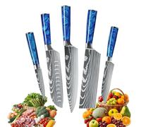 MDHAND Set de Couteaux de Cuisine,Couteaux de Cuisine 5 pièces tranchants en acier inoxydable avec manche ergonomique,Set cadeau parfait pour les cuisiniers professionnels et débutants