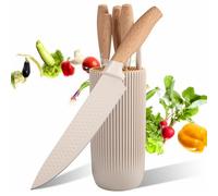 MDHANDD 6-teiliges Messerset mit Block 4 Küchenmesser und Eine Küchenschere - Edelstahlklingen, Ergonomische Griffe, Profi Küchenzubehör, Geschenkbox ideal als Weihnachts-Geburtstagsgeschenk