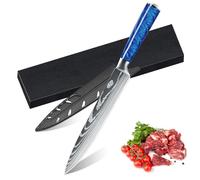 MDHANDD Couteau de Cuisine Professionnel 32cm, Couteau Multifonction en Acier à Inoxydable, Couteaux de Cuisine avec Manche Ergonomique en Résine, Couteau Santoku Professionnel (violette)