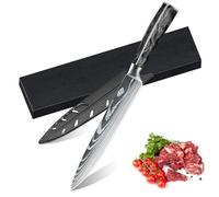 MDHANDD Couteau de Cuisine Professionnel 32cm, Couteau Multifonction en Acier à Inoxydable, Couteaux de Cuisine avec Manche Ergonomique en Résine, Couteau Santoku Professionnel (Noir)