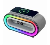 MDHL Réveil LED Bluetooth 20W avec Chargeur sans Fil 15W, Lumière RGB, Bruit Blanc, IPX4, Design Moderne 240mm