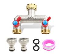 Mdlufee 3/4" laiton robinet Splitter 2 voies, 2 connecteurs rapides, raccord de robinet de tuyau avec 2 valves indépendantes, pour robinet de cuisine de jardin, connecteur de tuyau de machine à laver