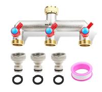 Mdlufee 3/4" laiton robinet Splitter 3 voies, 3 connecteurs rapides, raccord de robinet de tuyau avec 2 valves indépendantes, pour robinet de cuisine de jardin, connecteur de tuyau de machine à laver
