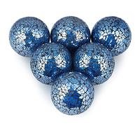 MDLUU Lot de 5 boules de mosaïque pour décoration d'intérieur, boules décoratives pour bol central, 7,6 cm de diamètre (turquoise)