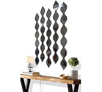 MDM Dizayn 5 Pièces Décor Naturel Goutte D'Eau Acrylique Mur Miroir Décoratif Design D'intérieur Miroir En Bois Bohème Décoration Murale pour La Maison Salon Chambre Décor (Argent), 92x60