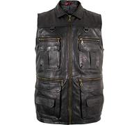 MDM Gilet de loisirs pour homme en cuir d'agneau véritable. - Noir - Medium