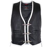 MDM Gilet de motard avec bordures blanches, Noir avec bordure blanche., M