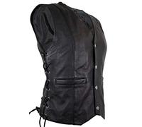 MDM Gilet de motard en cuir avec boutons-pression