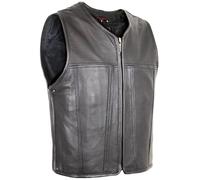 MDM Gilet de motard en cuir de vachette perforé pour homme - Noir - Avec fermeture éclair sans poches extérieures, Noir , XL