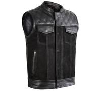 MDM Gilet de motard en cuir nubuck et cuir de vachette.
