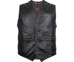 MDM Gilet en cuir d'agneau pour homme avec boutons, Noir , M