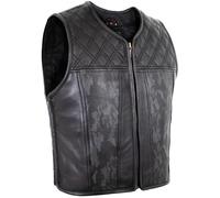 MDM Gilet en cuir de vachette pour homme, matelassé, motif camouflage, Noir , 3XL