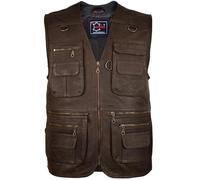 MDM Gilet en cuir nappa d’agneau souple pour homme, léger et confortable, nombreuses poches, 4 couleurs, Moto (FR/ES, Alpha/lettres, L, Taille normale, Taille normale, Marron velours)