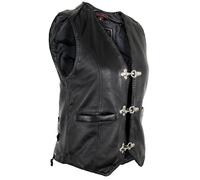 MDM Gilet en cuir nappa d'agneau pour femme avec fermeture à mousqueton, Noir , S