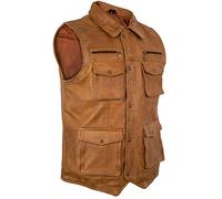 MDM Gilet en cuir nappa d'agneau véritable pour homme (noir, marron) - Marron - M