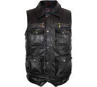 MDM Gilet en cuir nappa d'agneau véritable pour homme (noir, marron) - Noir - XXL