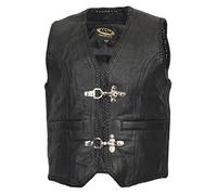 MDM Gilet en cuir pour enfant avec boucles, Noir , 164 cm