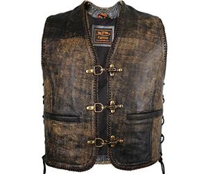 MDM Gilet vintage en véritable cuir de vachette, XXL