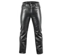 MDM Pantalon en Cuir véritable pour Homme, Jean 5 Poches en Cuir de Vachette Noir, Épaisseur 1,1-1,2 mm, Style Biker, Moto ou Casual (FR/ES, Tour de Taille, 34, Taille Normale, Taille Normale)