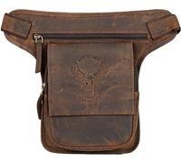 MDM Sac de jambe en cuir, sac banane de moto avec gaufrage aigle, 26 x 19,5 x 4 cm, avec sangles réglables, marron, Standard, Moto