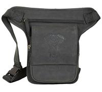 MDM Sacoche de jambe de motard en cuir véritable - Sac de cuisse vintage - Motif tête de mort - Bloc moteur gaufré, Noir , Standard, Moto Biker