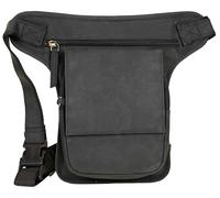 MDM Sacoche de jambe de moto en cuir pour moto, sangles réglables au niveau des hanches et des cuisses, Noir , Standard, Moto