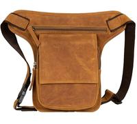 MDM Sacoche de jambe de moto en cuir pour moto, sangles réglables au niveau des hanches et des cuisses, cognac, Standard, Moto