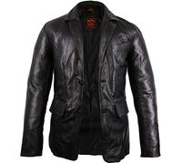 MDM Veste en cuir d'agneau véritable - Coupe ajustée., Noir , XXXXL