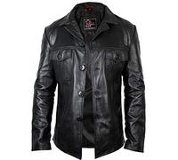 MDM Veste en cuir nappa d'agneau pour homme, Noir , L