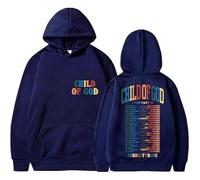 MDMLK Livingston Chi of God Tour 2025 Homme Et Femme Ras du Cou, Manches Longues, Capuche De Casual Street Fashion,Bleu,XXL